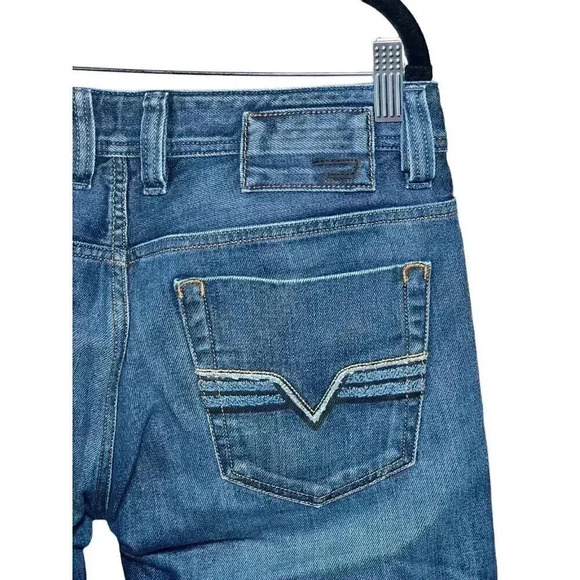 Diesel Viker Regular Straight Fit Blue Distressed Jeans Mens 30x30 - Picture 10 of 11